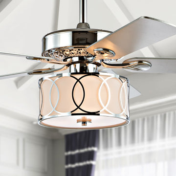Circe 52" Transitional Glam Drum Shade LED Ceiling Fan With Remote - JONATHAN Y